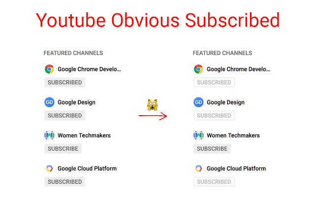 Youtube Obvious Subscribed  from Chrome web store to be run with OffiDocs Chromium online
