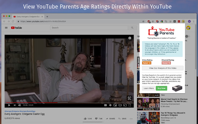 YouTube Parents  from Chrome web store to be run with OffiDocs Chromium online