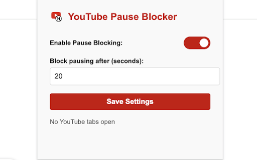 YouTube Pause Blocker  from Chrome web store to be run with OffiDocs Chromium online