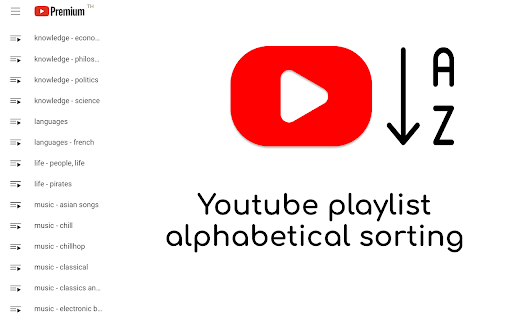 Youtube Playlist alphabetical A Z sorting  from Chrome web store to be run with OffiDocs Chromium online