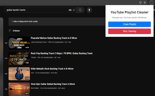 YouTube Playlist Cleaner  from Chrome web store to be run with OffiDocs Chromium online