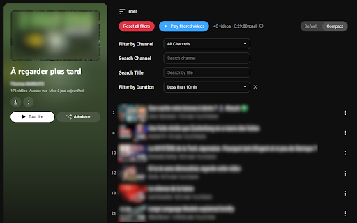 YouTube Playlist Filters  from Chrome web store to be run with OffiDocs Chromium online