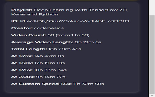YouTube Playlist Time Calculator  from Chrome web store to be run with OffiDocs Chromium online