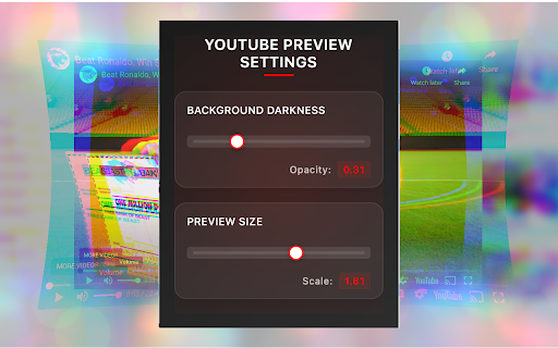 YouTube Preview Modal  from Chrome web store to be run with OffiDocs Chromium online