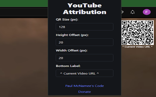 YouTube QR Code Overlay  from Chrome web store to be run with OffiDocs Chromium online