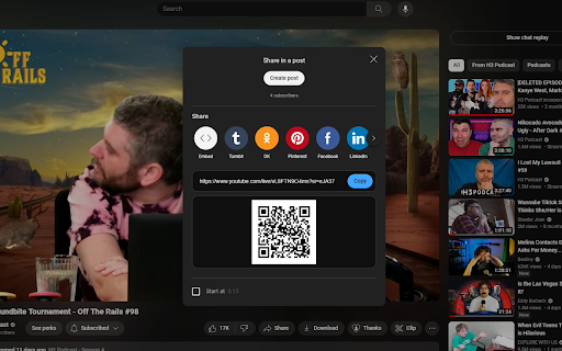 YouTube QRCode Share  from Chrome web store to be run with OffiDocs Chromium online