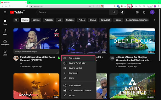 YouTube Queue Manager  from Chrome web store to be run with OffiDocs Chromium online