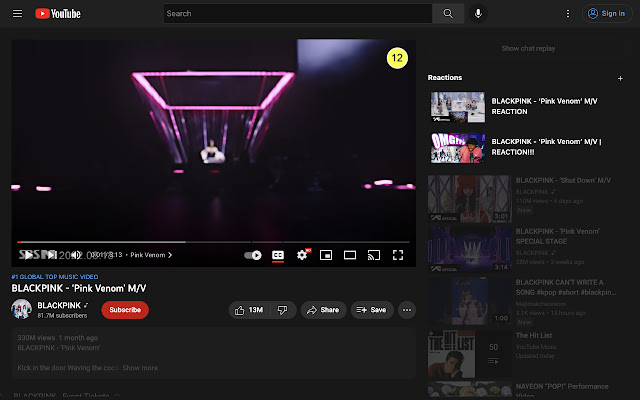 Youtube Reactions  from Chrome web store to be run with OffiDocs Chromium online