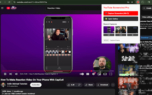 YouTube Screenshot Pro  from Chrome web store to be run with OffiDocs Chromium online