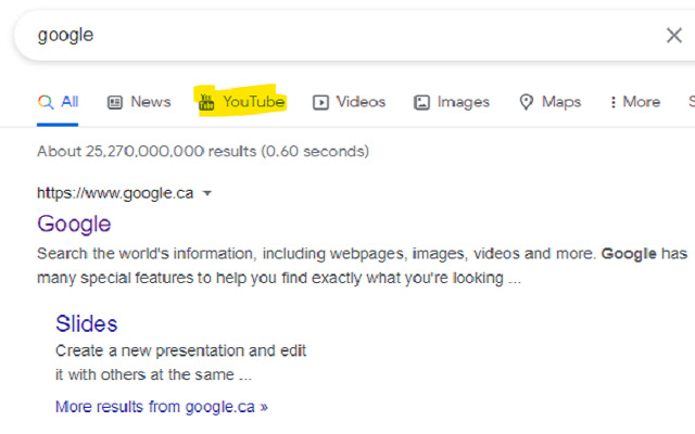 Youtube Searching Embeded in Google Search  from Chrome web store to be run with OffiDocs Chromium online