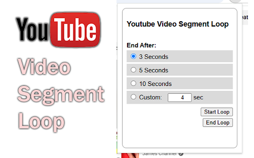 Youtube Segment Loop  from Chrome web store to be run with OffiDocs Chromium online