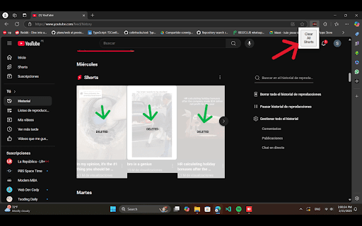 YouTube Shorts History Cleaner  from Chrome web store to be run with OffiDocs Chromium online