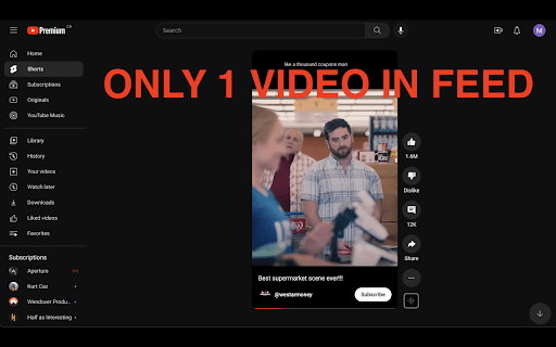 YouTube Shorts Stopper  from Chrome web store to be run with OffiDocs Chromium online