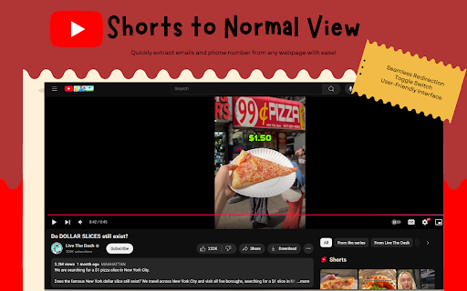 YouTube Shorts to Normal Video  from Chrome web store to be run with OffiDocs Chromium online