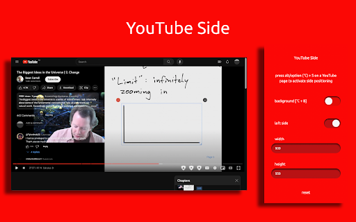 YouTube Side  from Chrome web store to be run with OffiDocs Chromium online