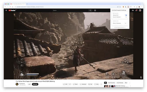 YouTube Snapshot  from Chrome web store to be run with OffiDocs Chromium online