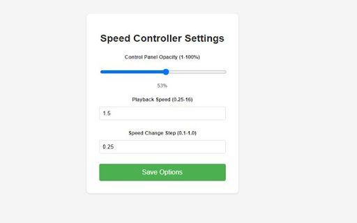 Youtube Speed Controller  from Chrome web store to be run with OffiDocs Chromium online