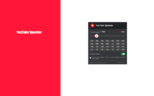YouTube Speeder: adjust playback speed  from Chrome web store to be run with OffiDocs Chromium online