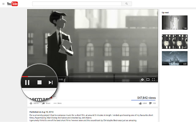 YouTube™ Stop Button  from Chrome web store to be run with OffiDocs Chromium online