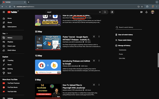 YouTube Subscribers Count  from Chrome web store to be run with OffiDocs Chromium online