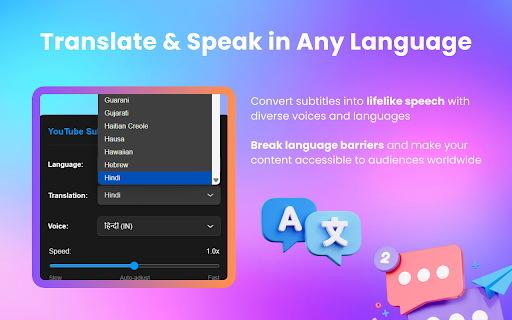 YouTube Subtitle Reader (AI)  from Chrome web store to be run with OffiDocs Chromium online