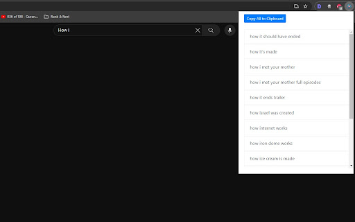 YouTube Suggestion Extractor  from Chrome web store to be run with OffiDocs Chromium online