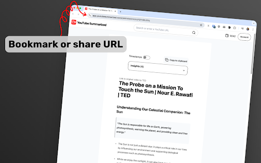 YouTube Summarized  from Chrome web store to be run with OffiDocs Chromium online