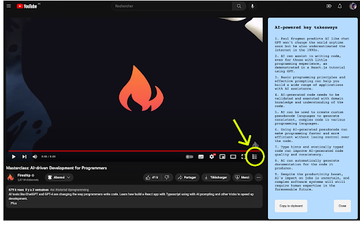 YouTube Summary Generator  from Chrome web store to be run with OffiDocs Chromium online
