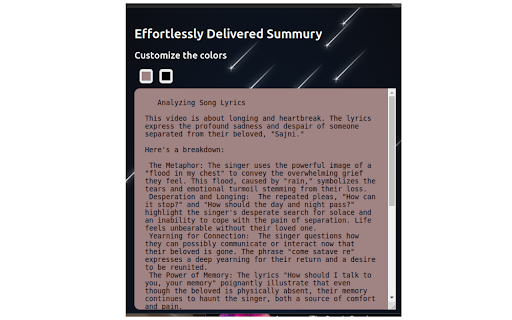 YouTube Summurizer  from Chrome web store to be run with OffiDocs Chromium online