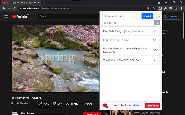 YouTube Time Labels  from Chrome web store to be run with OffiDocs Chromium online