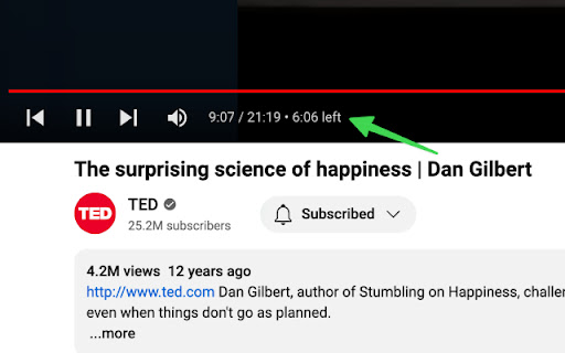 Youtube Time Remaining  from Chrome web store to be run with OffiDocs Chromium online