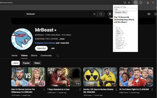 YouTube Title Analyzer  from Chrome web store to be run with OffiDocs Chromium online