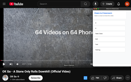 YouTube to Classroom Share  from Chrome web store to be run with OffiDocs Chromium online