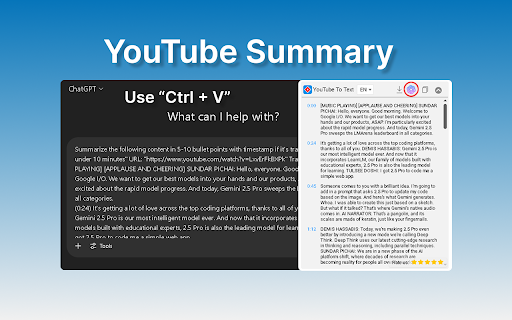 YouTube To Text  from Chrome web store to be run with OffiDocs Chromium online