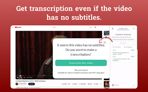 Youtube to Transcript  from Chrome web store to be run with OffiDocs Chromium online