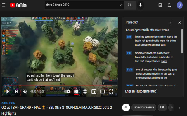 Youtube Transcript Content Filter  from Chrome web store to be run with OffiDocs Chromium online