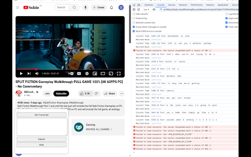 YouTube Transcript Filter  from Chrome web store to be run with OffiDocs Chromium online
