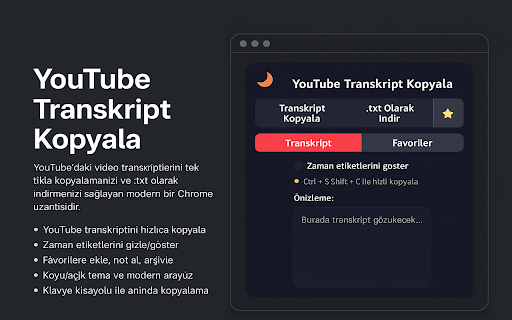 YouTube Transkript Kopyala  from Chrome web store to be run with OffiDocs Chromium online