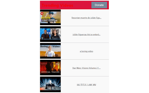 Youtube Trending Videos  from Chrome web store to be run with OffiDocs Chromium online