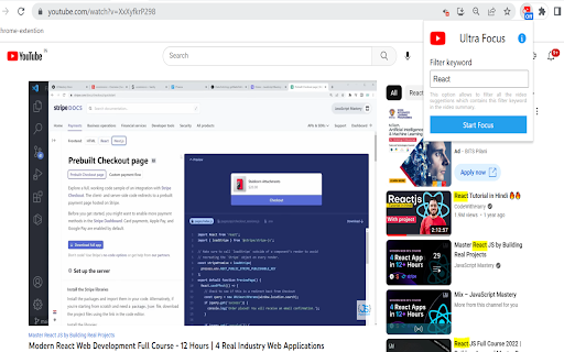 Youtube Ultra Focus Mode  from Chrome web store to be run with OffiDocs Chromium online
