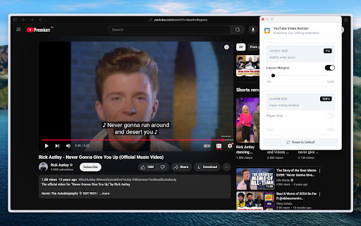 YouTube Video Resizer  from Chrome web store to be run with OffiDocs Chromium online
