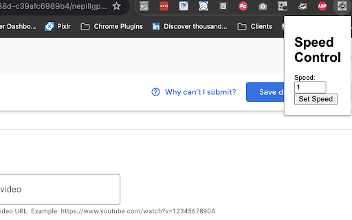 YouTube Video Speed Controller  from Chrome web store to be run with OffiDocs Chromium online