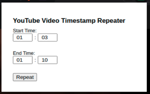 YouTube Video Timestamp Repeater  from Chrome web store to be run with OffiDocs Chromium online
