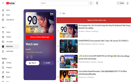 YouTube Watch Later Cleaner Plus  from Chrome web store to be run with OffiDocs Chromium online