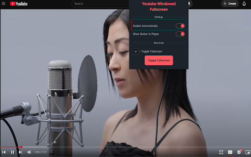 YouTube Windowed FullScreen Pro  from Chrome web store to be run with OffiDocs Chromium online