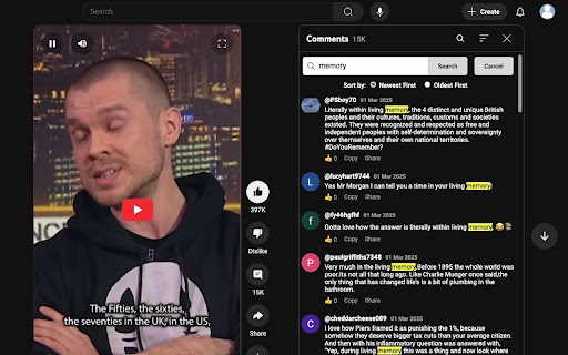 Ytcomfinder: Search Youtube Comments  from Chrome web store to be run with OffiDocs Chromium online
