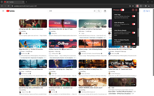 YTCompact  from Chrome web store to be run with OffiDocs Chromium online