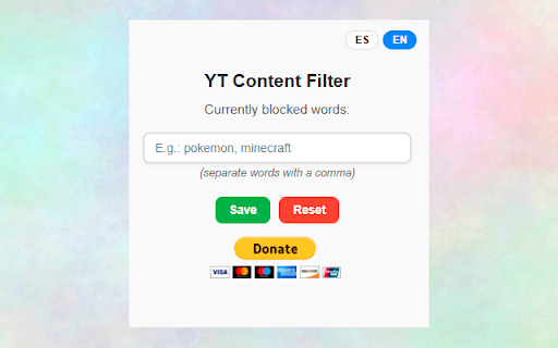 YT Content Filter  from Chrome web store to be run with OffiDocs Chromium online