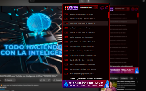 YTHACKS  from Chrome web store to be run with OffiDocs Chromium online
