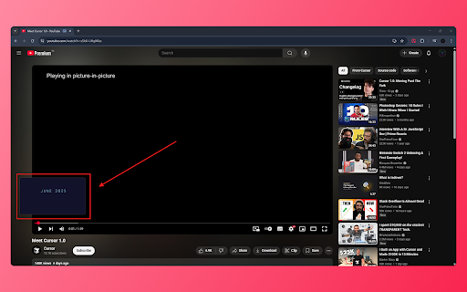 YT Picture in Picture Wollvo  from Chrome web store to be run with OffiDocs Chromium online